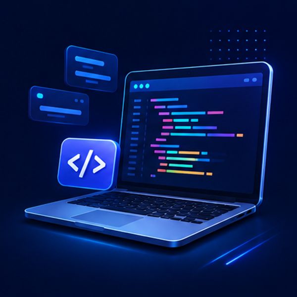 Laptop showing web development code
